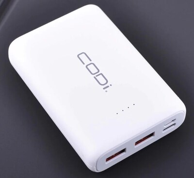 CODi USB-A/USB-C Power Bank for Multiple Brands, 10000 mAh, White  (A03031)