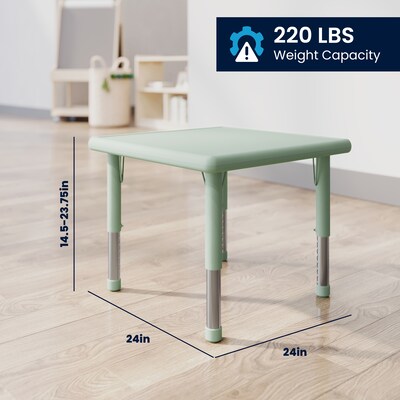 Flash Furniture Emmy Square Activity Table Set, 24" x 24", Height Adjustable, Sage (YCX232SQRTBSGER)