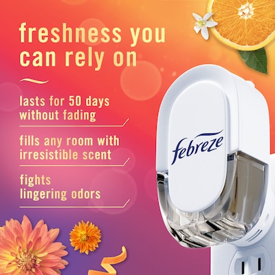Febreze Plug In Oil Warmer Refill, Summer Golden Hour Scent, 0.87 oz., 2/Pack (15577)