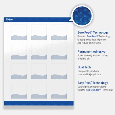 Avery Laser/Inkjet Square Multipurpose Labels, 2" x 2", White, 120/Pack (S00-ETW)