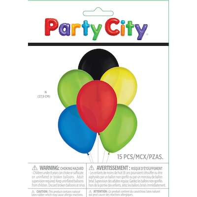 Party City Color Mix Balloons 11 Latex, Primary, 15/Pack (AM112125)
