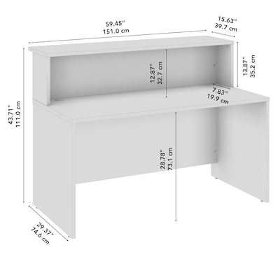 Bush Business Furniture Arrive 60"W Reception Desk with Shelf, Mocha Cherry (ARV001MR)
