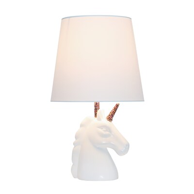 Creekwood Home Whimsilux 15.5 LED Table Lamp, White/Rainbow Glitter (CWT-2023-RN)