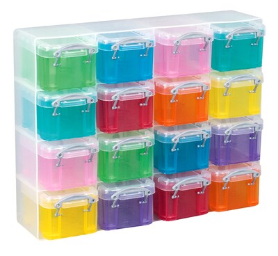 Really Useful Box 0.14 Quart Storage Container with Latching Lid, Plastic, Assorted Colors, Each (0.14 MIXED COLS)