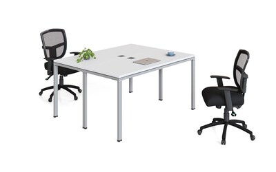 Boss Office Products Simple System 66W Desk with Pedestal, White, 2/Set (SGSD014-102-WT)