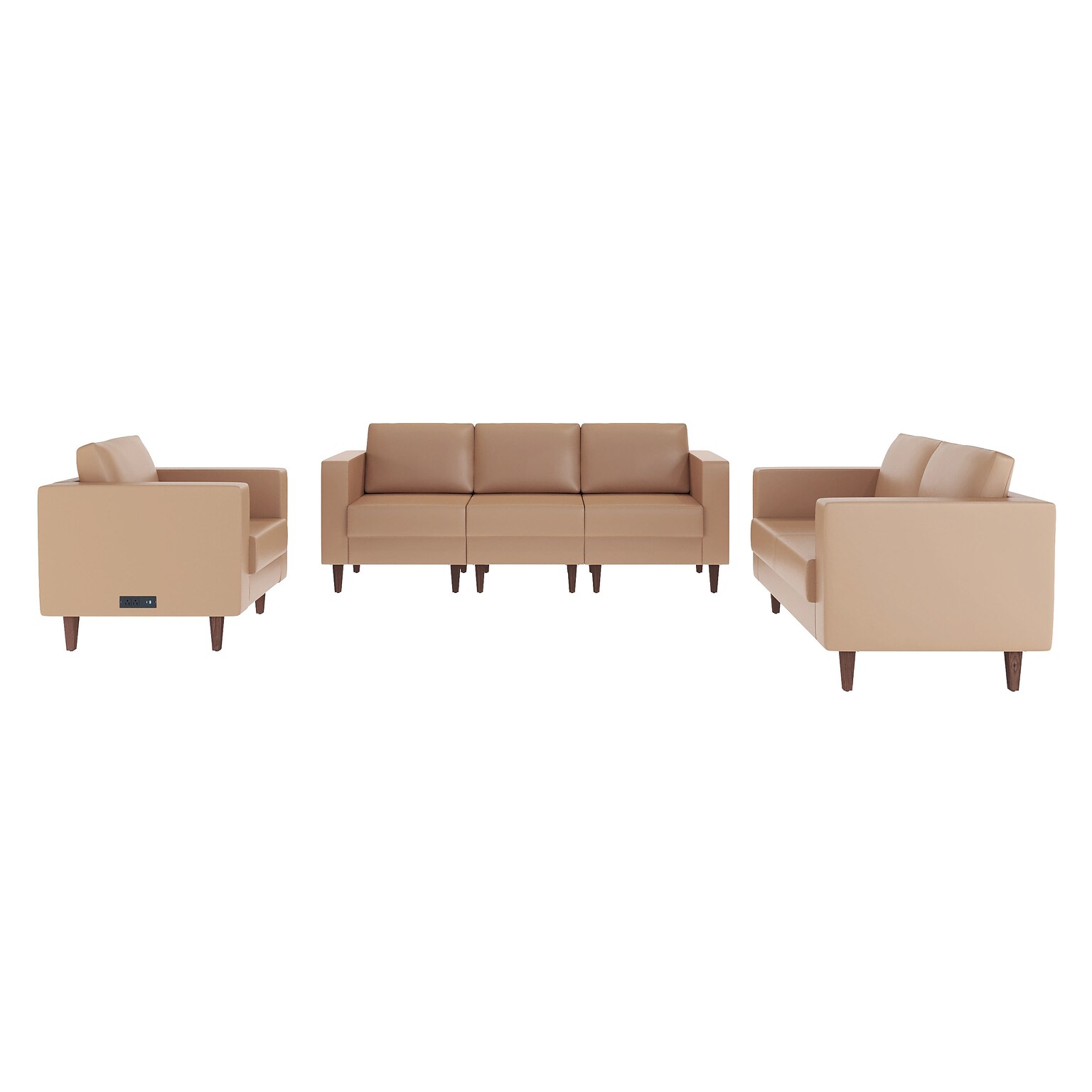 Flash Furniture Hercules Artemis LeatherSoft Reception Set, Cognac, 3-Pieces (ZB8921SETCOGNAC)