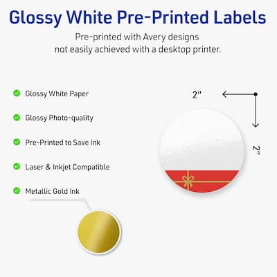Avery Circle Multipurpose Labels, 2 Dia., White, 120/Pack (19479370555)