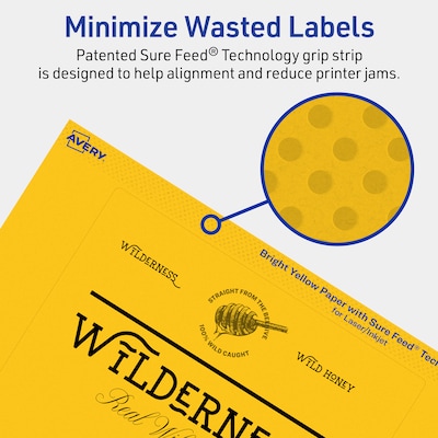 Avery Rectangle Laser/Inkjet Multipurpose Labels, 5" x 6", Bright Yellow (160/Box)