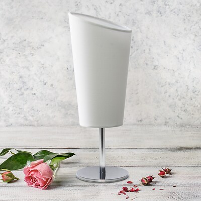 Creekwood Home Chrome Slanted 12.4" LED Table Lamp, White (CWT-1012-WH)