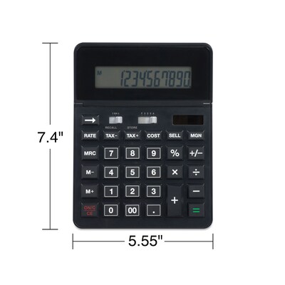 Staples 12-Digit Solar and Battery Basic Calculator, Black (TR290/ST290-CC)