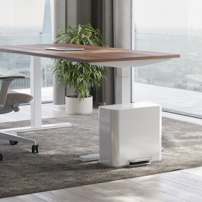 simplehuman 15L Mini Office Recycler with Liner Pocket, White Steel, Indoor Step Trash Can, 4 Gallons (CW2122)