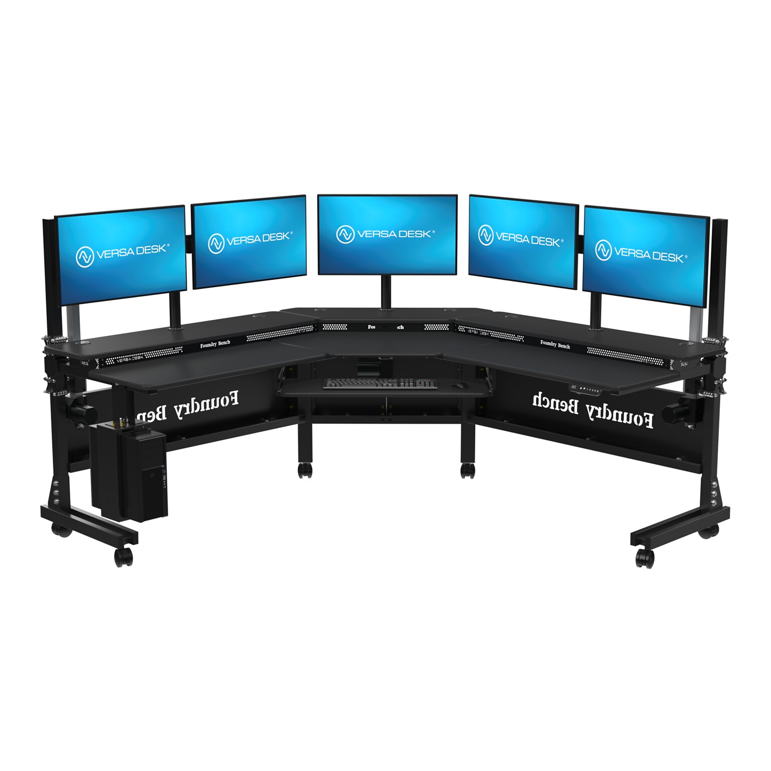 VersaDesk Foundry Bench 80W Electric Corner Adjustable Standing Desk, Black (FBC8080-BB-APP)