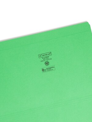 Smead File Folder, Reinforced Straight-Cut Tab, Legal Size, Green, 100/Box  (17110)
