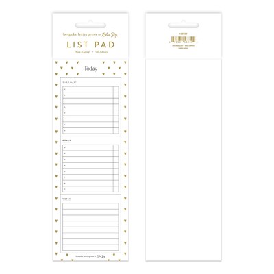 Blue Sky Bespoke Letterpress Notepad, 3 x 8, Cream Hearts (156839)
