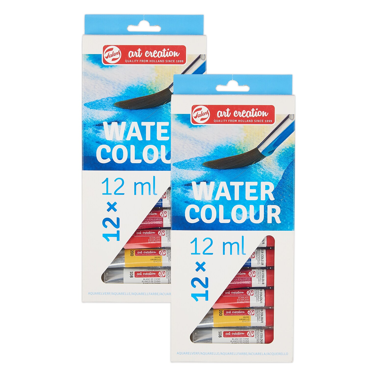 Talens Art Creation Watercolor Paint, Assorted Colors, 12mL, 12/Set, 2 Sets/Bundle (TLN9022012M-2)