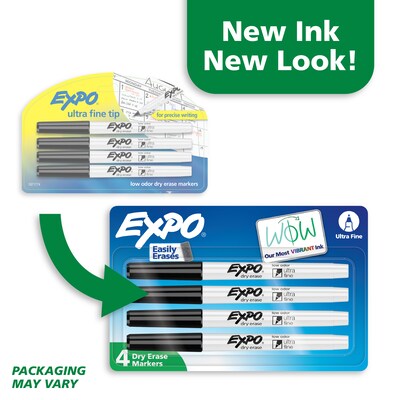 Expo Dry Erase Markers, Ultra Fine Tip, Black, 4/Pack (1871774)