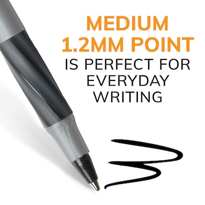 BIC Round Stic Grip Xtra Comfort Ballpoint Pen, Medium Point, Black Ink, 24/Box, 6 Boxes/Pack (GSMG144E-BLK)
