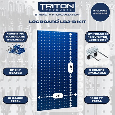 Triton Products LocBoard Pegboards with 63 pc. LocHook Assortment (LB2-BKit)