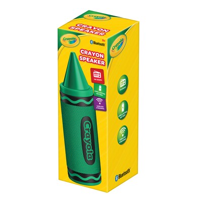 Crayola Wireless Bluetooth Portable Crayon Speaker with FM Radio, Green (CBT450GRN)
