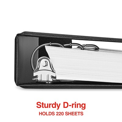 Staples® Standard 1" 3 Ring Non View Binder with D-Rings, Black (26407-CC)