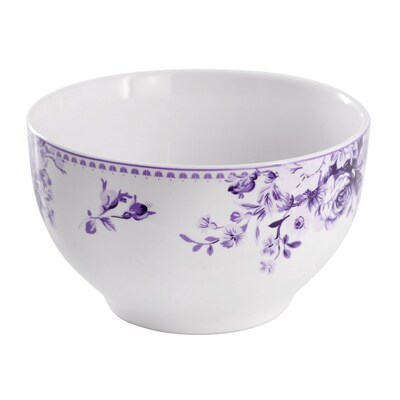 Elama Traditional Rose Stoneware Dinnerware Set, Purple, 16 Piece (935121712M)
