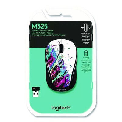 Logitech M325S Wireless Ambidextrous Optical 2.4 GHz Mouse, Celebration Black (910-007525)
