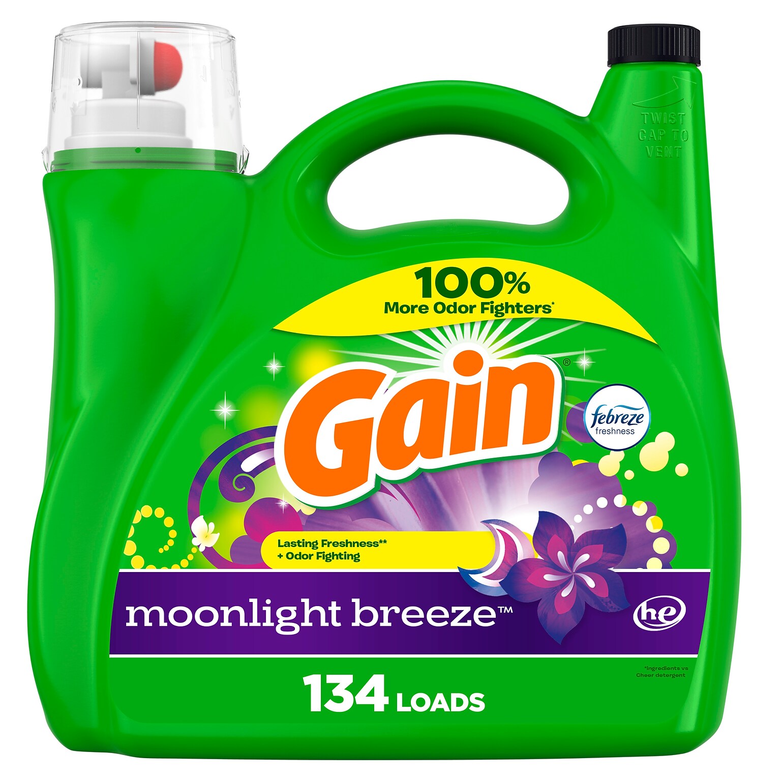 Gain HE Liquid Laundry Detergent, Moonlight Breeze, 134 Loads, 194 fl.oz. (19112)