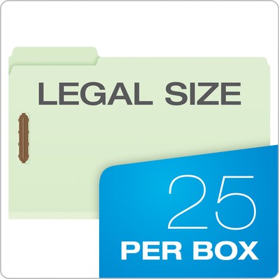 Pendaflex 60% Recycled Pressboard Classification Folder, 1" Expansion, Legal Size, Light Green, 25/Box (17183)