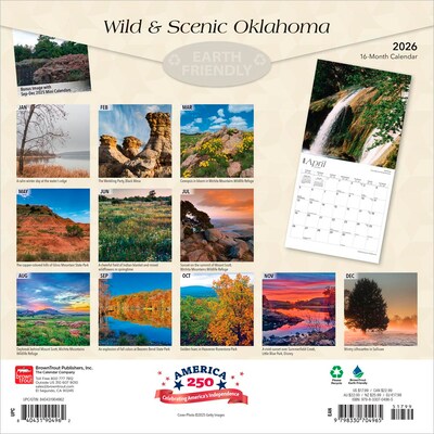 2026 BrownTrout Oklahoma Wild & Scenic 12 x 12 Monthly Wall Calendar (9798330704965)