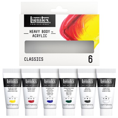 Liquitex Professional Heavy Body Acrylic Paint Tubes, Assorted Colors, 22 mL, 6 Pieces/Set (LIQ3699294)