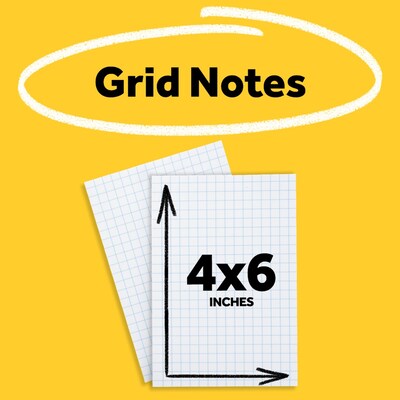 Post-it Super Sticky Notes, 4 x 6, White, 50 Sheet/Pad, 6 Pads/Pack (660SSGRID)