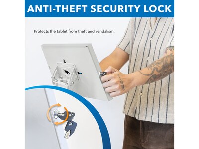 Mount-It! Adjustable Anti-Theft iPad Kiosk with Document Holder, White (MI-3770W_G10)