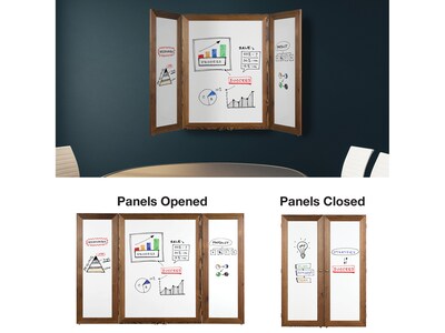 Excello Global Products Double Sided Magnetic Steel Dry-Erase Whiteboard, Wood Frame, 5' x 3' (EGP-HD-0530-BN)
