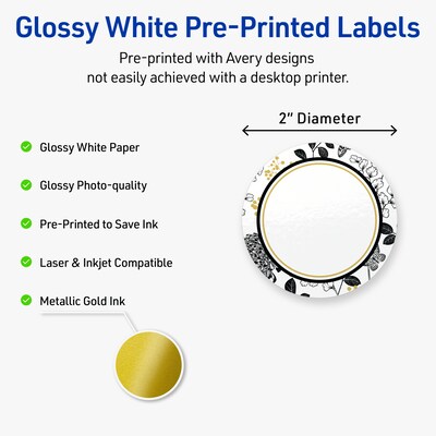 Avery Round Laser/Inkjet Multipurpose Labels, 2, White, 120/Pack (19479371018)