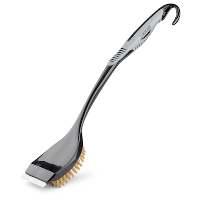 Libman Long Handle Grill Brush with Scraper, Brass Fibers, 18 Black & Gray (0529)