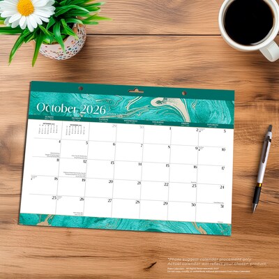 2026-2027 Plato Crackled Blush 14" x 10" Academic Monthly Desk Pad Calendar (9798330708123)