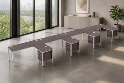 Boss Office Products Simple System 60"W L-Shaped Desk, Driftwood, 4/Set (SGSD012-201)