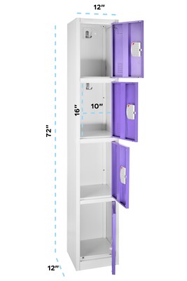 AdirOffice 72"H 4-Tier Purple Storage Locker (ADI629-204-PUR-DL)