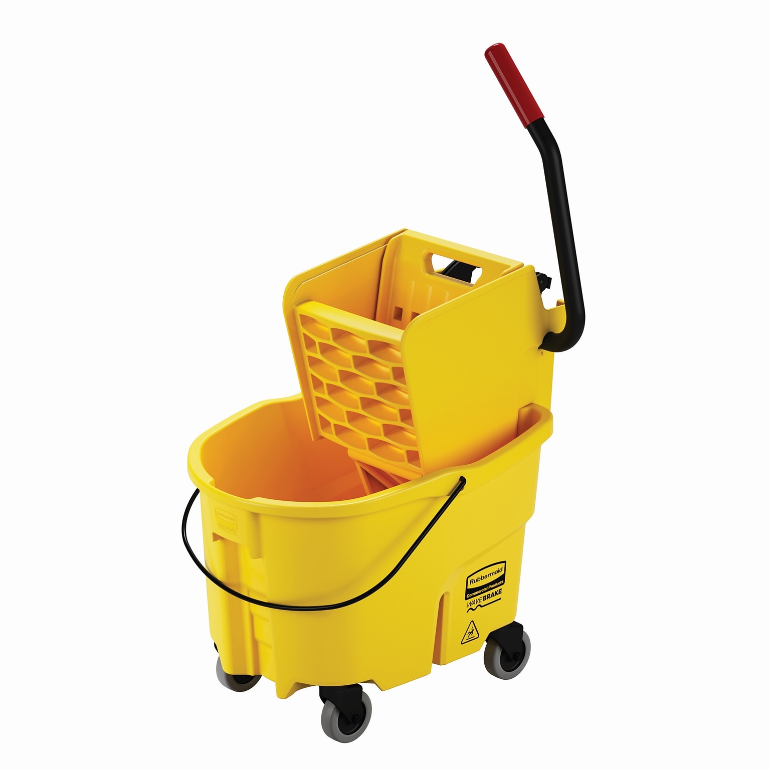 Rubbermaid WaveBrake 2.0 Janitorial Side-Press Bucket and Wringer, 26 Quart, Yellow (FG748000YEL)