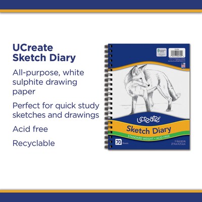 Art1st Sketch Diary 8.5" x 11" Spiral Bound Sketch Book, 70 Sheets/Book (P4794)