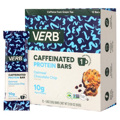 VERB Caffeinated Gluten Free Assorted Protein Bar Variety Pack, 1.8 oz., 24/Pack (600-04177)