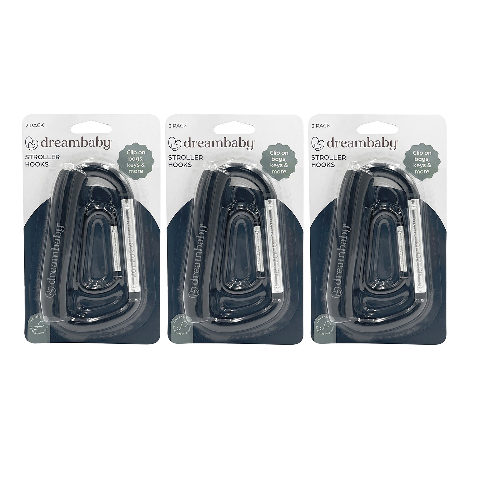 Dreambaby Stroller Hooks, Black/Gray, Steel and Plastic, 2/Pack, 3 Packs (DB-L260-3)