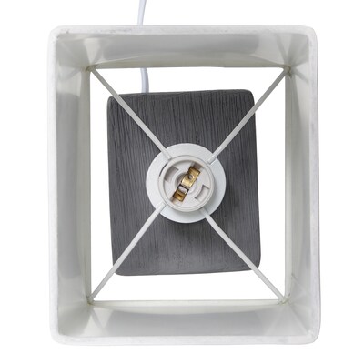 Simple Designs Petite Faux Stone Table Lamp Fabric Shade, Gray with White Shade (LT2072-GRY)