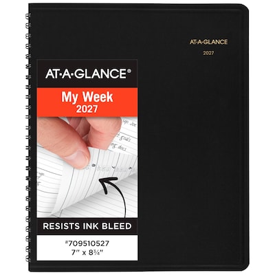 2027 AT-A-GLANCE 7 x 8.75 Weekly Appointment Book, Faux Leather Cover, Black (70-951-05-27)