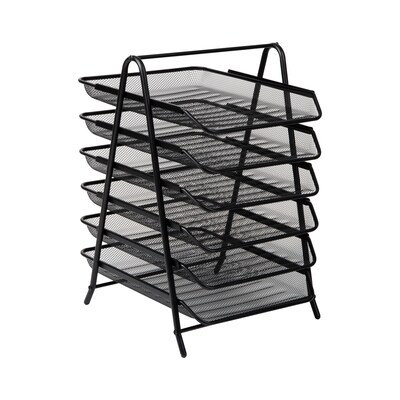 Mind Reader 6-Tier Stackable Paper Desk Tray Organizer, Metal, Black (6TPAPER-BLK)