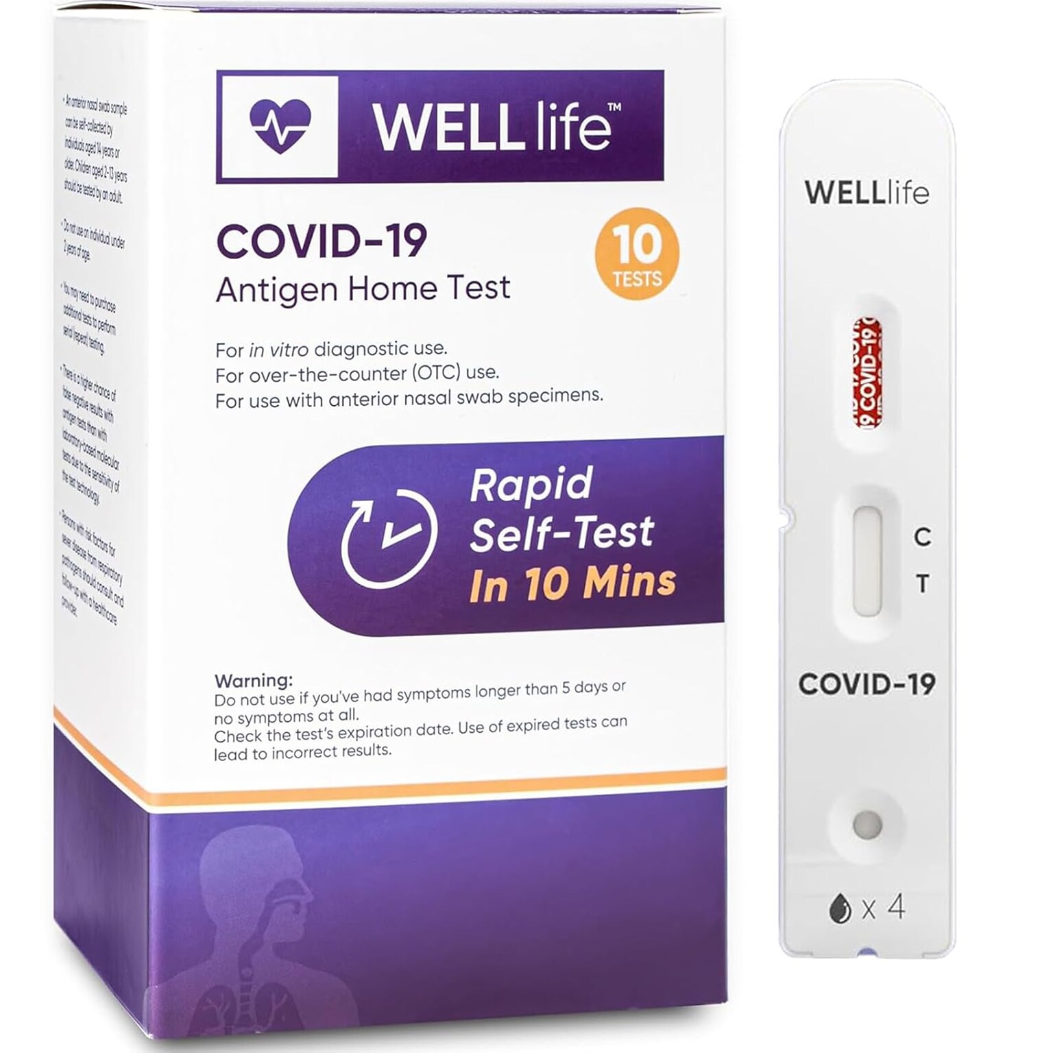 WELLlife COVID-19 Antigen Rapid Home Test, 10/Pack (WL03P0001-10)