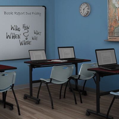 Regency Kobe 48 Flip Top Mobile Training Table- Mahogany & 2 M Stack Chairs- Grey