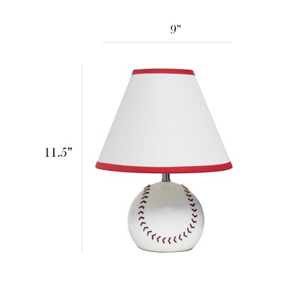 Simple Designs SportsLite 11.5" Tall Athletic Sports Baseball Base Ceramic Bedside Table Desk Lamp (LT1080-BSB)