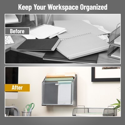 Mind Reader 3-Pocket Metal Mesh Mountable Wall File, Letter Size, Silver (WAFIST3-SIL)