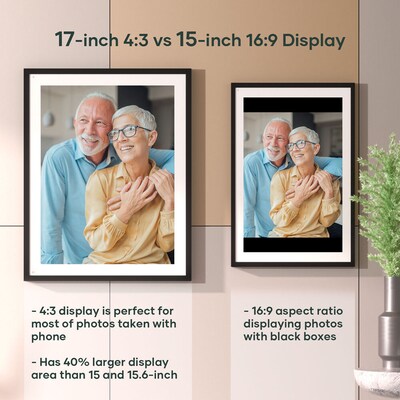 Cozyla 17 WiFi Digital Picture Frame, Gray/White (CD-3M341F)